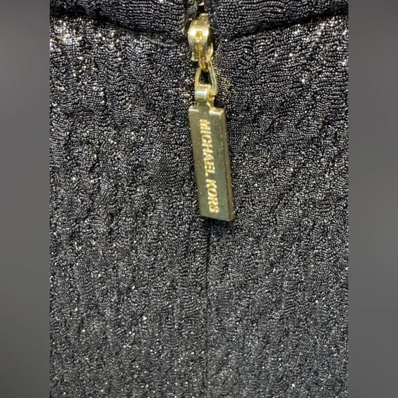NEW NWT MK Michael Kors Metallic Jacquard Dress Black Gold Size M Medium AB 506 - Picture 10 of 13